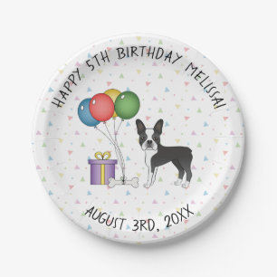 Assiettes En Carton Boston Terrier Noir Et Blanc Chien Mignon - Annive