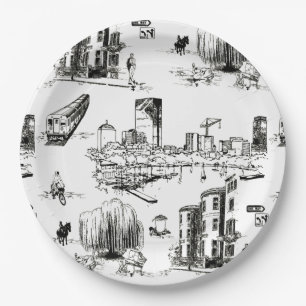 Assiettes En Carton Boston Toile