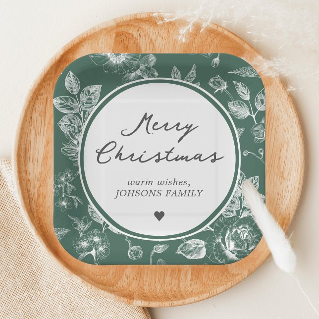 Assiettes En Carton Botanical Christmas (Christmas Family Holiday Paper Plate)