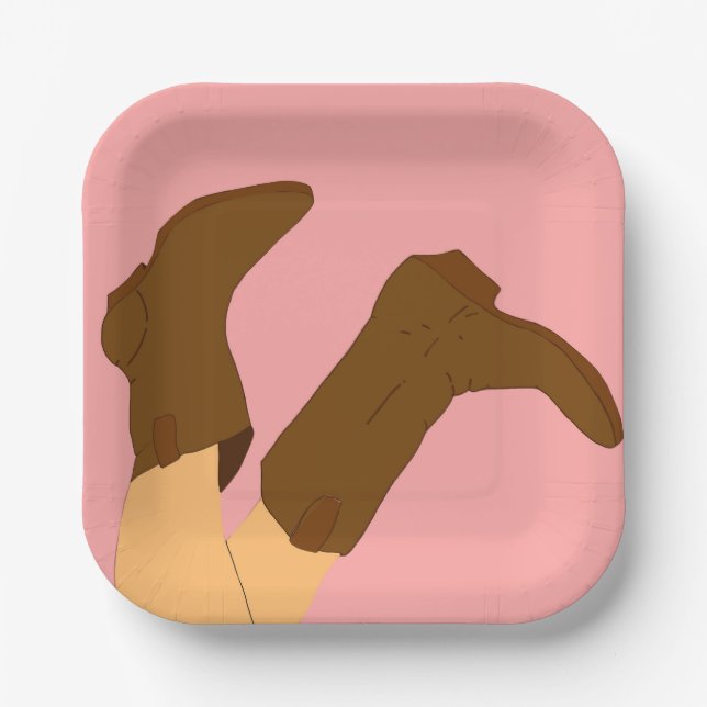 Assiettes En Carton Bottes Cowboy (Recto)