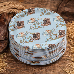 Assiettes En Carton Bottes de Cowboy Premier Rodéo Anniversaire