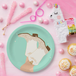 Assiettes En Carton Bottes de filles modernes Stars Mint