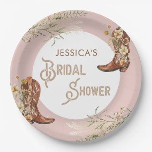 Assiettes En Carton Bottes de mariage florales aquarelles de campagne