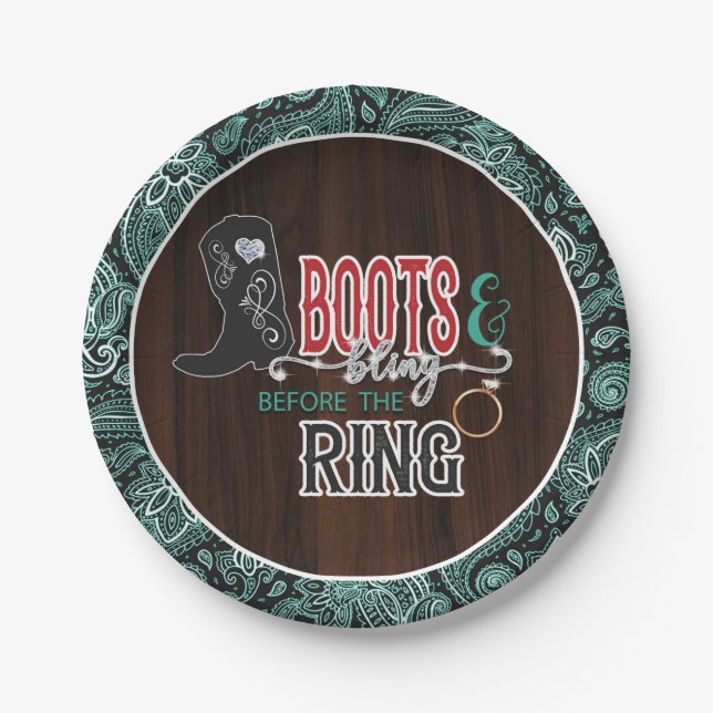 Assiettes En Carton Bottes et boules avant la plaque d'anneau - Turq (Devant)