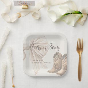 Assiettes En Carton Bottes Ou Vaches Beiges Aquarelle Sexe Révélation