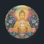 Assiettes En Carton Bouddha, Coeur de lumière, Fête, Floral, Vintage<br><div class="desc">Belles Plaques en papier avec une ambiance joyeuse,  positive,  harmonieuse avec Bouddha d'or avec coeur de lumière assis dans un jardin fleuri vintage. OEuvre de jardin inspirée des motifs floraux intemporels de William Morris. Apportez l'ambiance joyeuse et positive en choisissant l'harmonie dans votre environnement.</div>