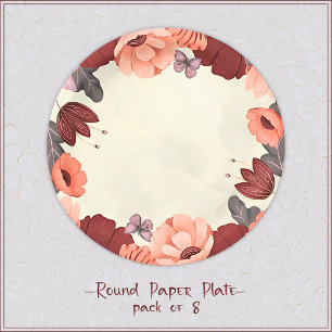 Assiettes En Carton Bouho doux art populaire papillon fleuri