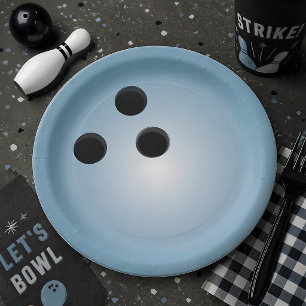 Assiettes En Carton Boule de Bowling Bleu
