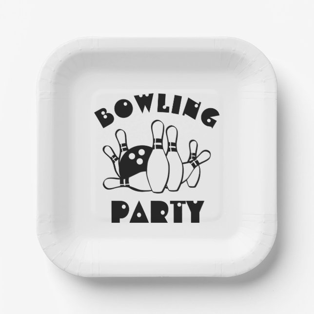 Assiettes En Carton Boule De Bowling Et Pins (Recto)