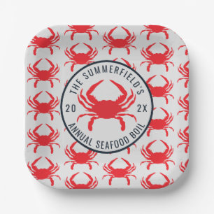 Assiettes En Carton Boule de crabe d'été Fête de fruits de mer sur mes