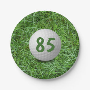 Assiettes En Carton Boule de golf 85th Birthday sur plaque de papier d