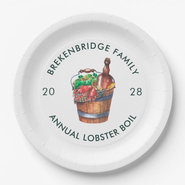 Assiettes En Carton Boule de homard de famille annuelle Été Fruits de  (Devant)