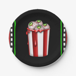 Assiettes En Carton Boule de pop-corn pour Halloween Soirée d'épouvant