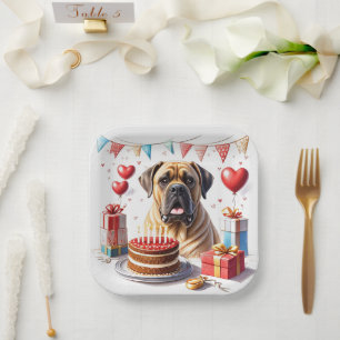 Assiettes En Carton Bouledogue anglais Mastiff Anniversaire 