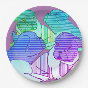 Assiettes En Carton Bouledogue français Comic Neon Bouledogue français