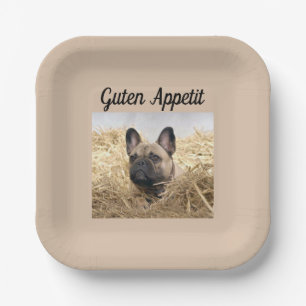 Assiettes En Carton Bouledogue français dans la paille Bouledogue fran