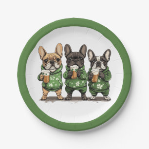 Assiettes En Carton Bouledogues français St. Patrick's Day