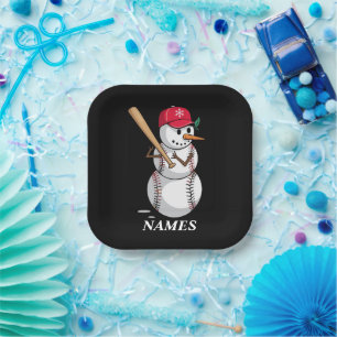 Assiettes En Carton Boules de neige de baseball avec nom personnalisé
