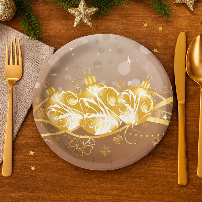 Assiettes En Carton Boules De Noël Et Plaques En Papier De Tinsel (Créateur téléchargé)