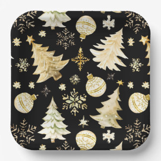 Assiettes En Carton Boules de Noël pour sapin avec flocons de neige él