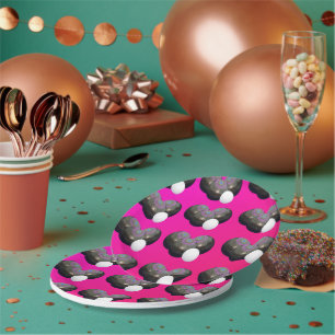 Assiettes En Carton Boules De Pelouse Rose Chaud, Plaques De Papier