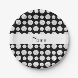 Assiettes En Carton Boules noires nommées personnalisées de volleyba