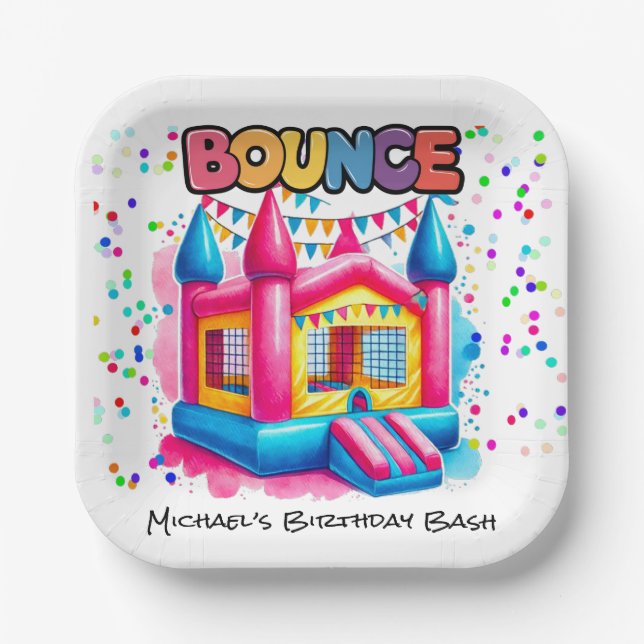 Assiettes En Carton Bounce House Anniversaire Bash (Recto)
