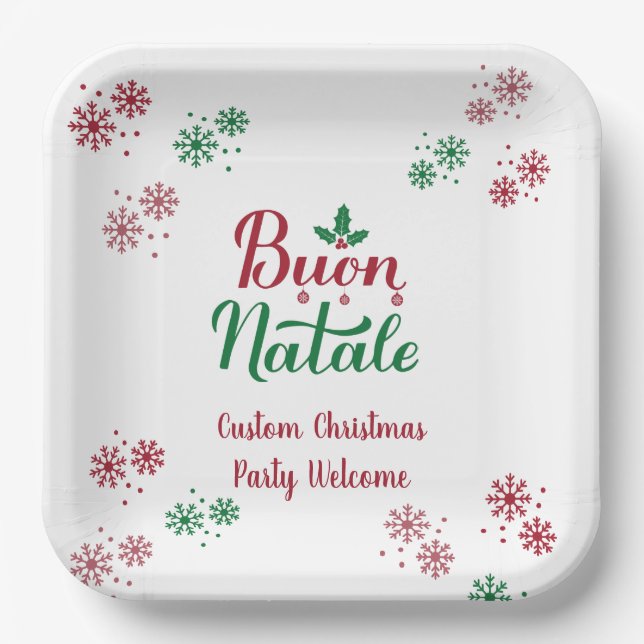 Assiettes En Carton Bouon personnalisé Natale Italien Joyeux Noël (Recto)