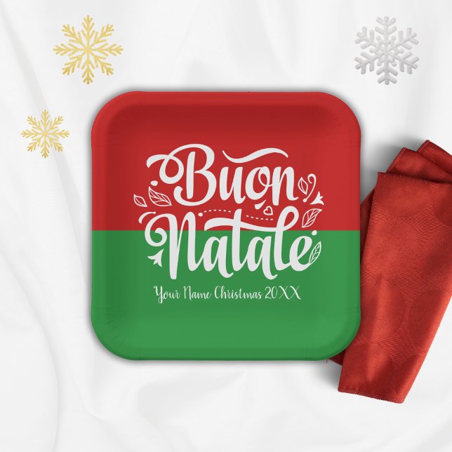 Assiettes En Carton Bouon personnalisé Natale Italien Joyeux Noël (Créateur téléchargé)