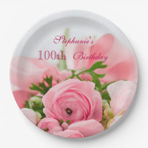 Assiettes En Carton Bouquet anniversaire de roses roses de 100th