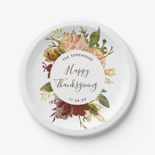 Assiettes En Carton Bouquet d'automne personnalisé pour Thanksgiving