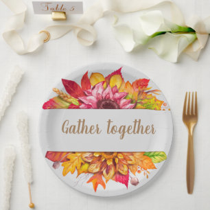 Assiettes En Carton Bouquet d'automne Thanksgiving Custom