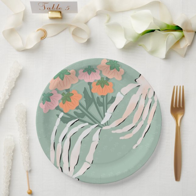 Assiettes En Carton Bouquet de citrouilles squelettes Shower de mariag (Mariage)