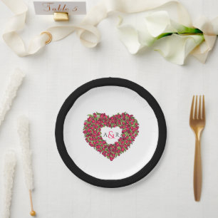 Assiettes En Carton Bouquet de coeur de tulipe mariage de fleur rouge 