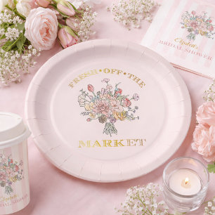 Assiettes En Carton Bouquet de Fleurs Frais du Marché Réception de Mar