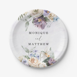 Assiettes En Carton Bouquet de fleurs sauvages de pivoines violettes l