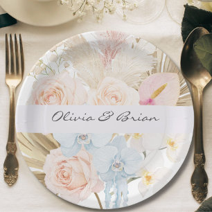 Assiettes En Carton Bouquet de fleurs tropicales jolies personnalisé F