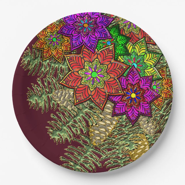 Assiettes En Carton Bouquet de Noël (Devant)