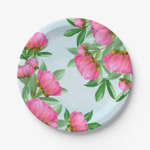 Assiettes En Carton Bouquet de pivoines roses jolies