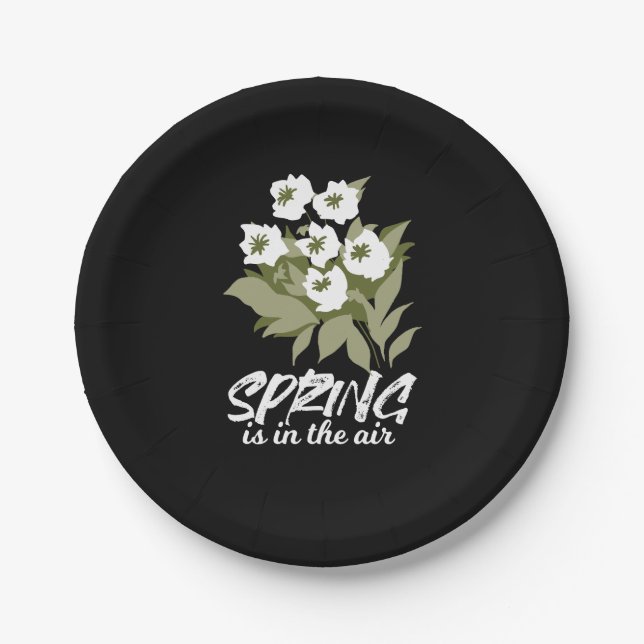 Assiettes En Carton Bouquet de printemps frais - 'Le printemps est dan (Devant)