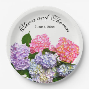 Assiettes En Carton Bouquet d'hortensia rose bleu violet floral