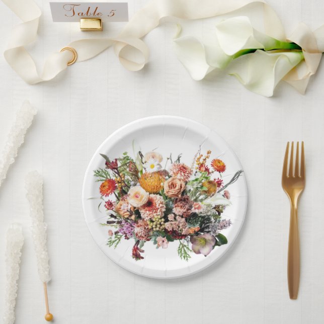 Assiettes En Carton Bouquet fleur sauvage Floral (Mariage)