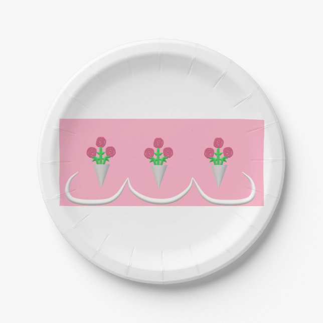 Assiettes En Carton Bouquet mariage (Devant)