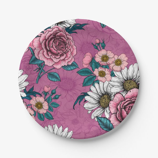 Assiettes En Carton Bouquets 2 été (Devant)