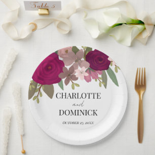 Assiettes En Carton Bourgogne Mariage de fleurs de jardin