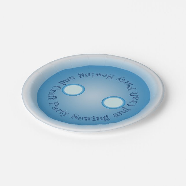 Assiettes En Carton Bouton Bleu Couture et fête de l'artisanat (Angle)