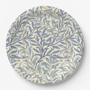 Assiettes En Carton Bouton bleu saule (par William Morris)