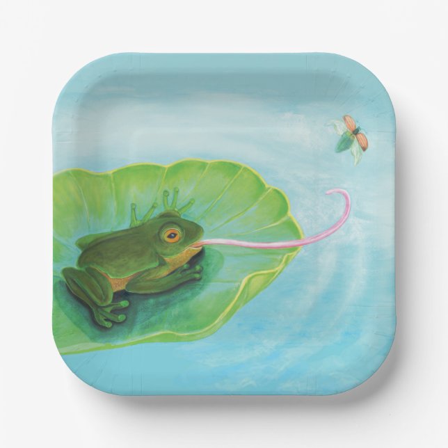 Assiettes En Carton Bouton de capture de grenouille (Recto)