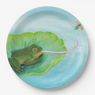 Assiettes En Carton Bouton de capture de grenouille