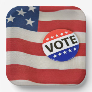 Assiettes En Carton Bouton Vote sur l'indicateur USA